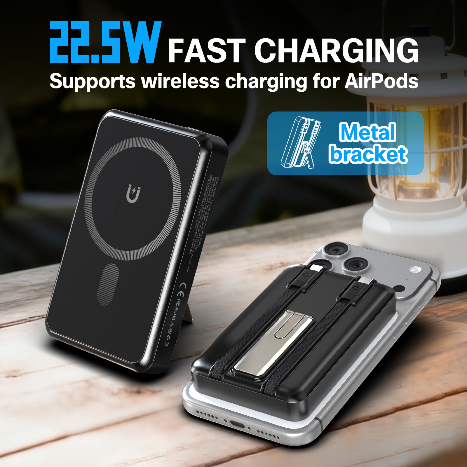Solar Emergency Charger - 10000mAh Magnetic Wireless Power Bank PD22.5W