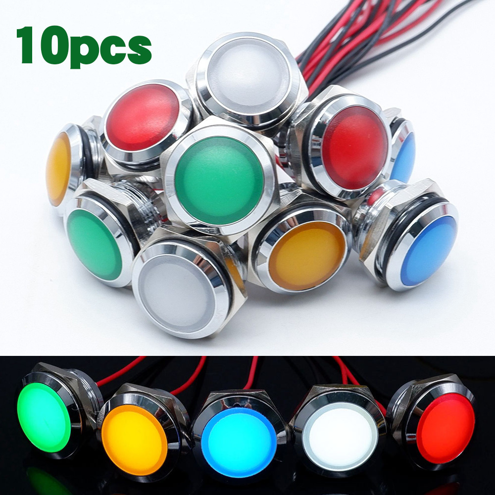 10pcs 12/16/19/22mm Metal LED  - مراجعة Signal Panel Orange وسعره