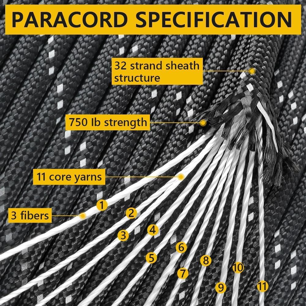750lb Reflective Paracord Rope - مراجعة Para Cord 1000Ft وسعره