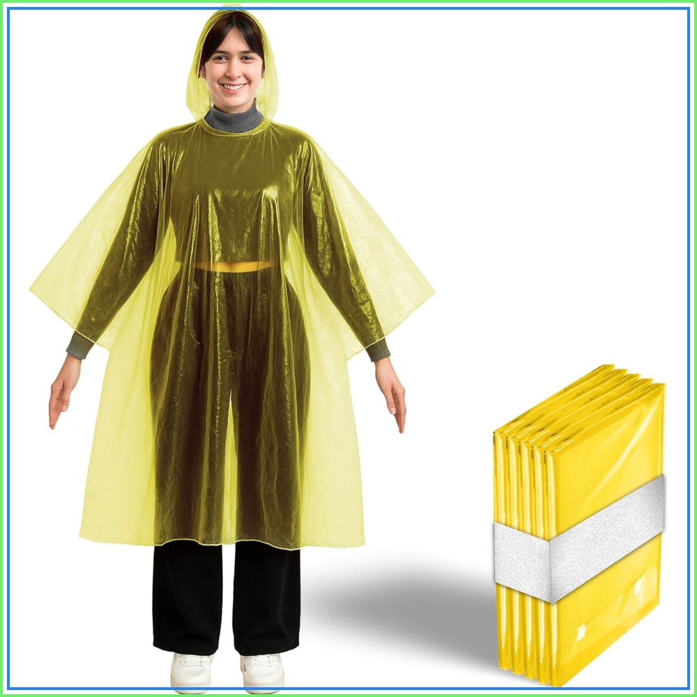 Disposable Yellow Rain Ponchos - مراجعة Emergency Poncho Rain وسعره