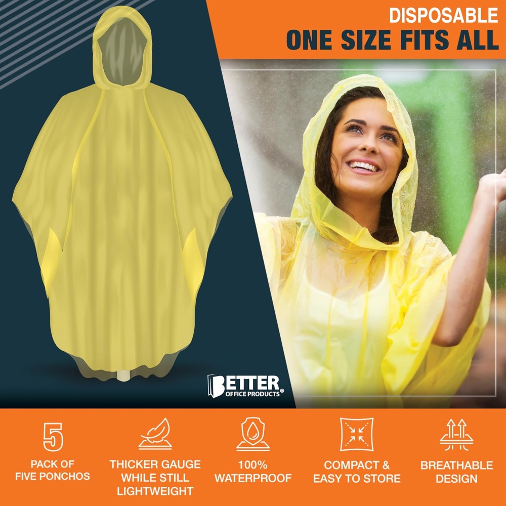 Disposable Yellow Rain Ponchos - مراجعة Emergency Poncho Rain وسعره