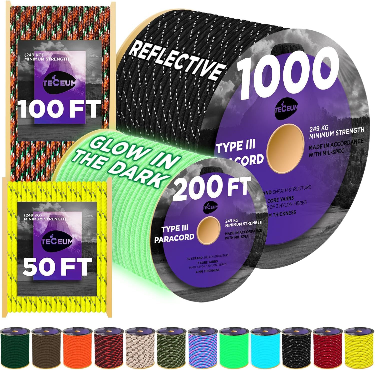 Reflective Paracord Rope 1000f - مراجعة Para Cord 1000Ft وسعره