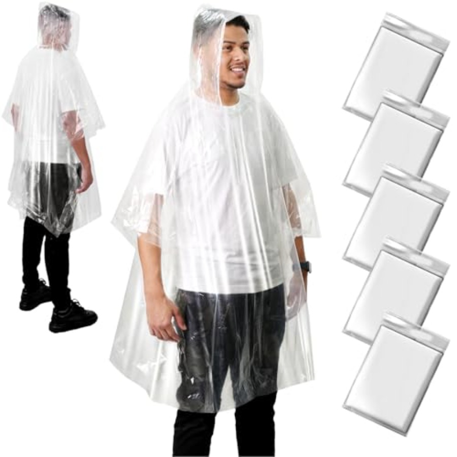 ANYOO Disposable Rain Poncho f - مراجعة Emergency Poncho Rain وسعره