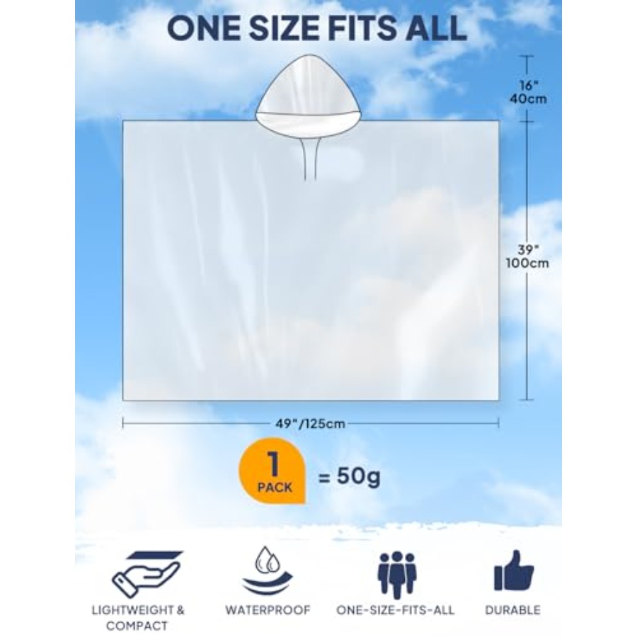 ANYOO Disposable Rain Poncho f - مراجعة Emergency Poncho Rain وسعره
