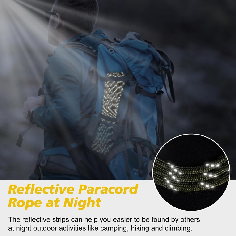 Reflective Paracord 1000lb, 50 - مراجعة Para Cord 1000Ft وسعره