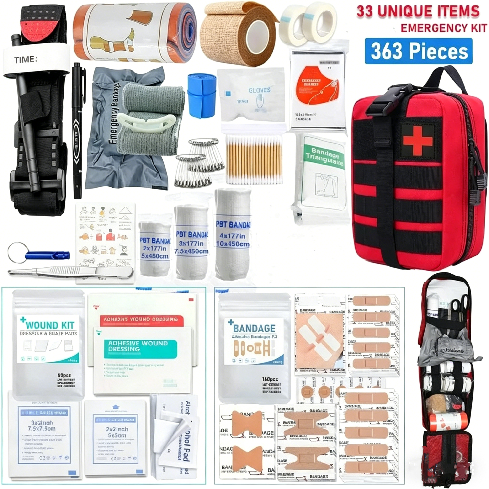 363pcs First Aid Kit Bag All P - مراجعة Bivy Bag Emergency وسعره