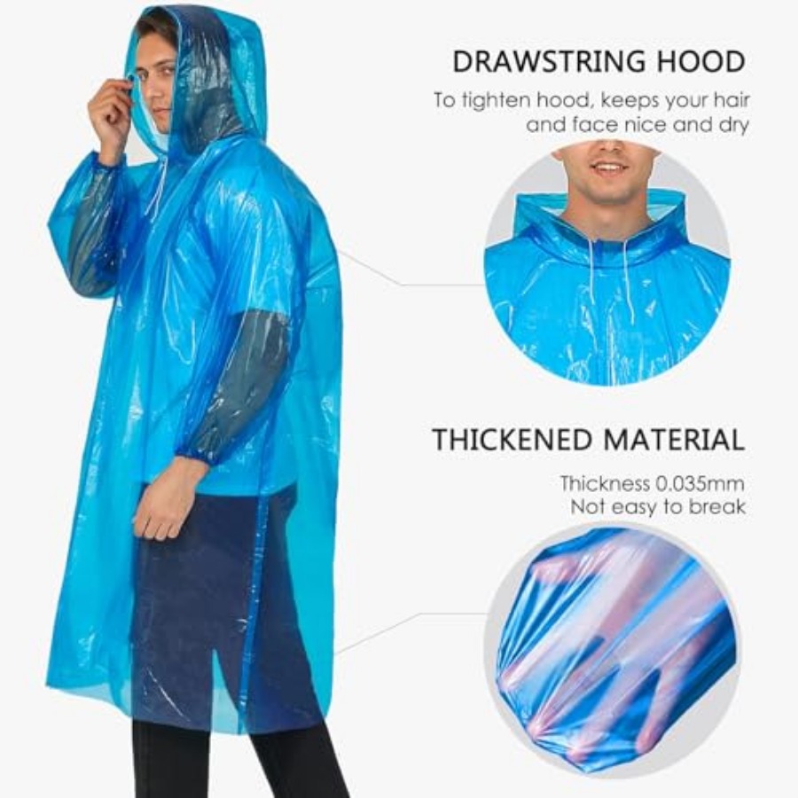 Disposable Rain Ponchos for Ad - مراجعة Emergency Poncho Rain وسعره