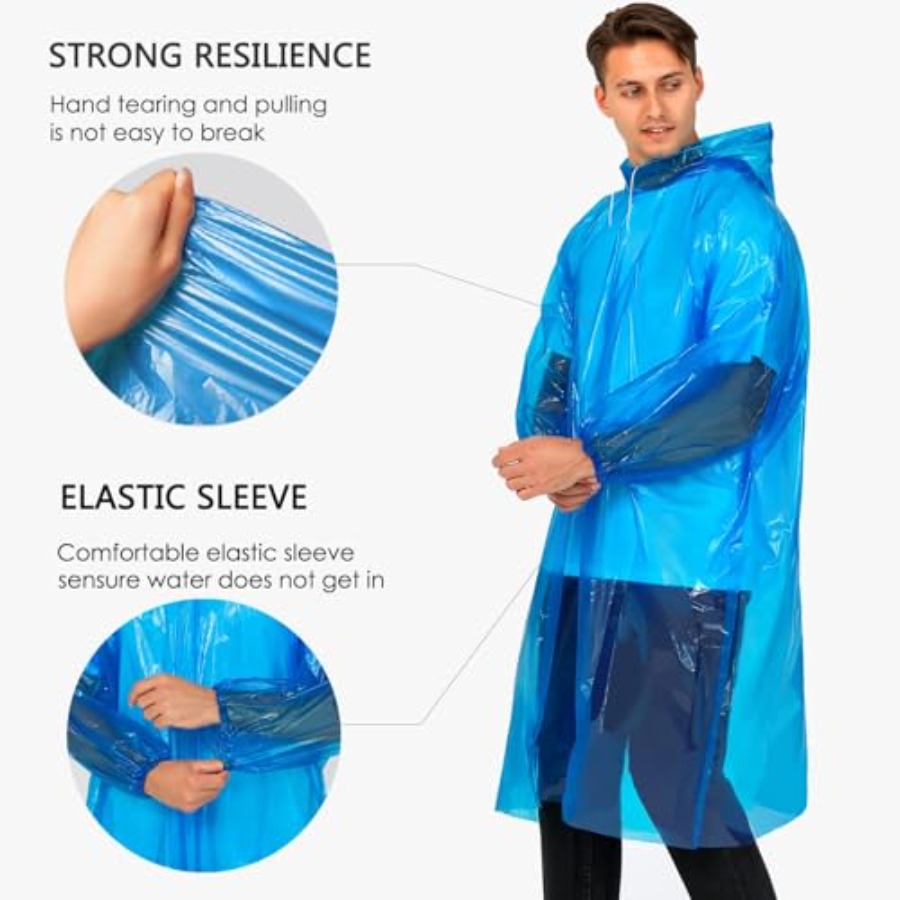 Disposable Rain Ponchos for Ad - مراجعة Emergency Poncho Rain وسعره