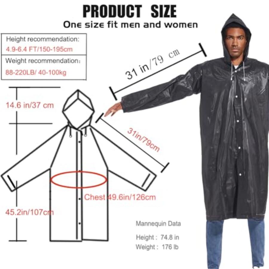 Rain Ponchos for Adults Rainco - مراجعة Emergency Poncho Rain وسعره