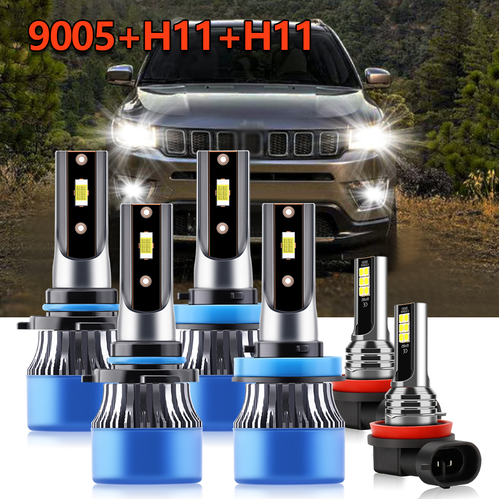 6x Combo LED Headlight 9005 H1 - مراجعة Compass Lensatic وسعره