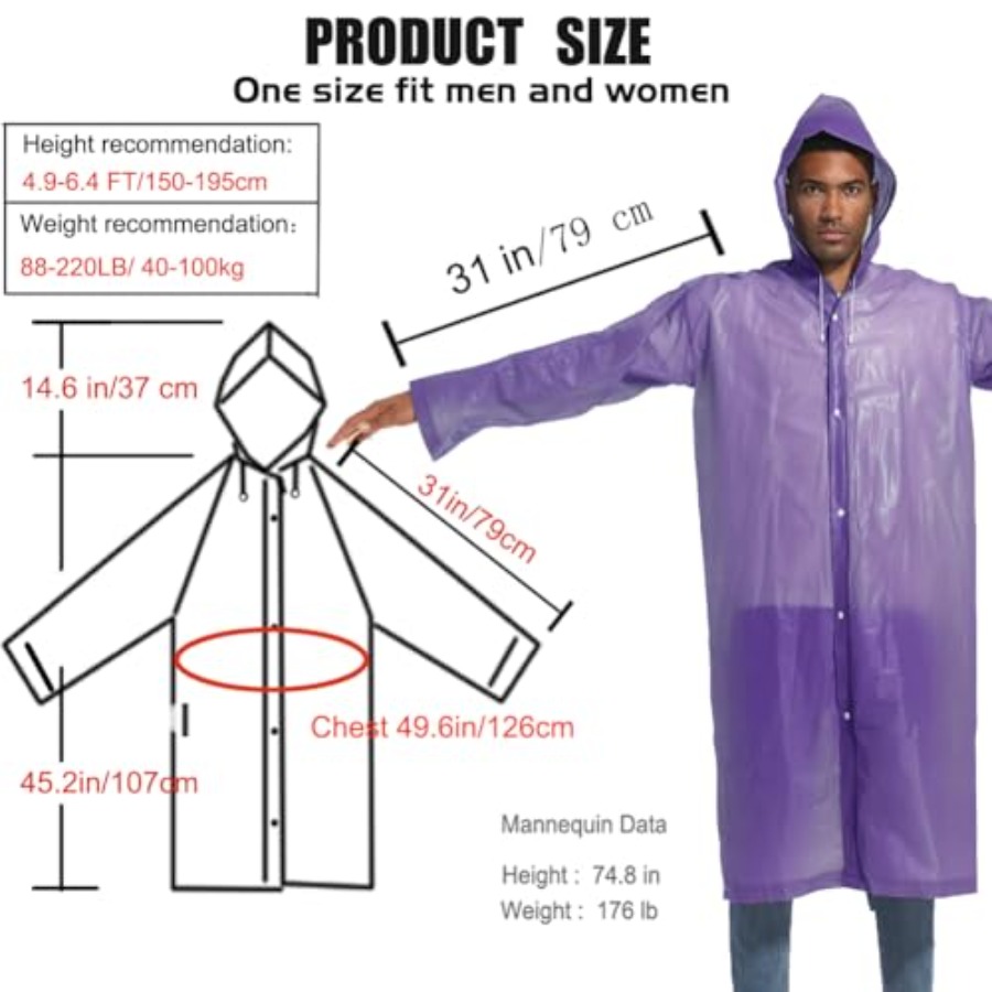 Rain Ponchos for Adults Rainco - مراجعة Emergency Poncho Rain وسعره