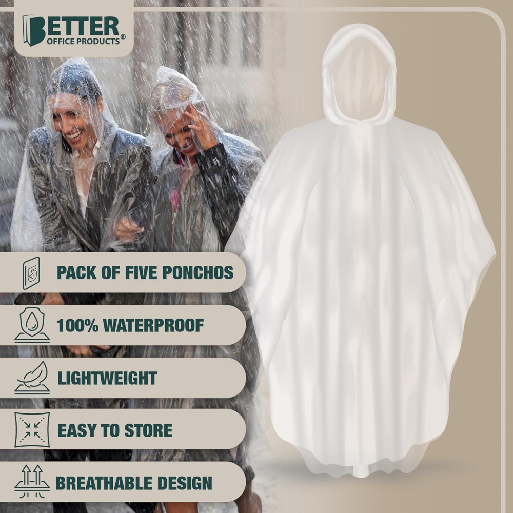 Better Office Products Disposa - مراجعة Emergency Poncho Rain وسعره