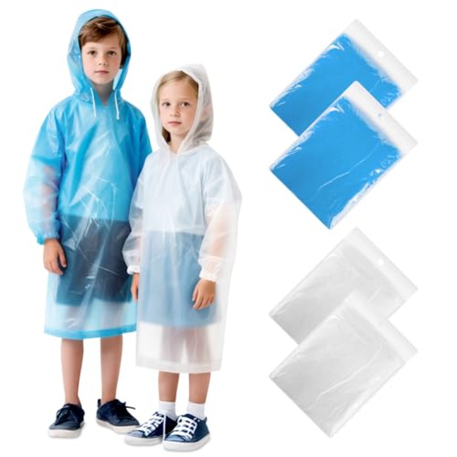 GAOHUI 4/6 Pack Disposable Rai - مراجعة Emergency Poncho Rain وسعره