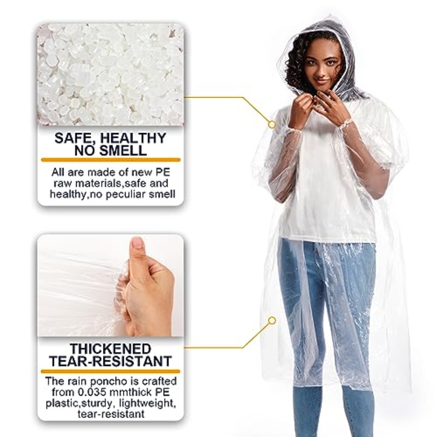 Disposable Rain Ponchos for Ad - مراجعة Emergency Poncho Rain وسعره