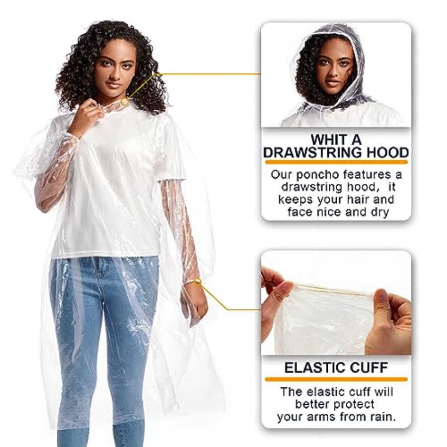 Disposable Rain Ponchos for Ad - مراجعة Emergency Poncho Rain وسعره