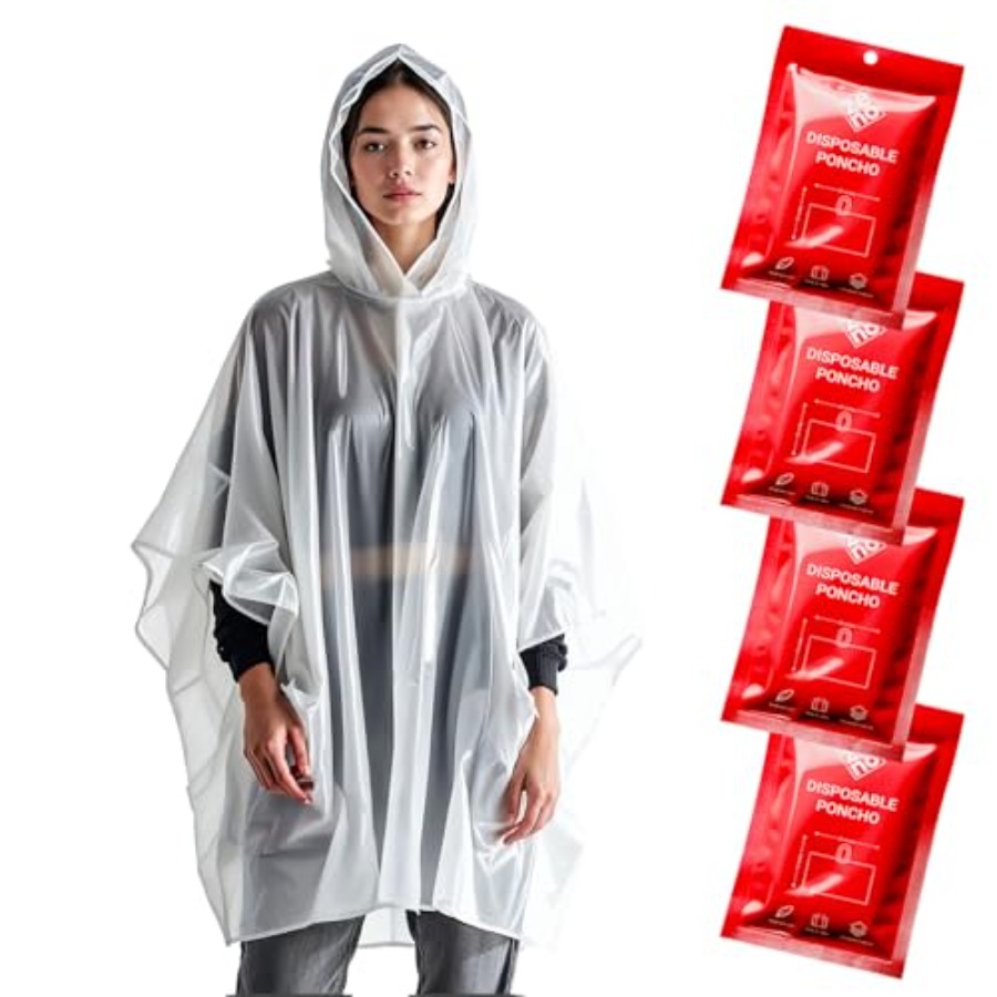 Disposable Rain Ponchos for Ad - مراجعة Emergency Poncho Rain وسعره
