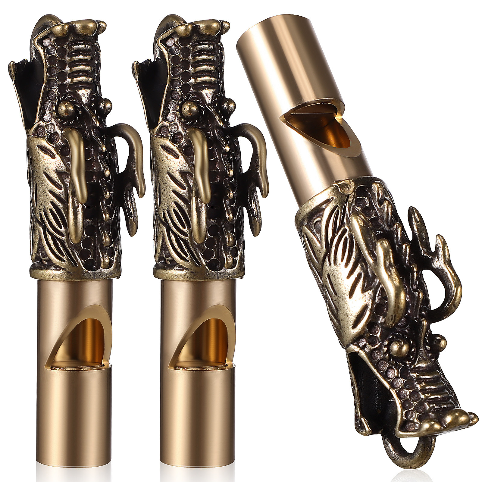 3Pcs Dragon Whistles Brass Vin - مراجعة Emergency Whistle Loud وسعره