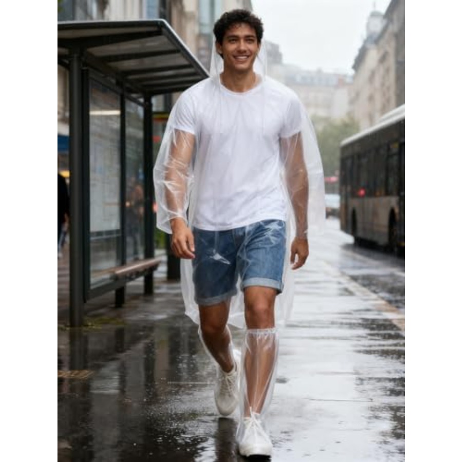 Disposable Rain Ponchos for Ad - مراجعة Emergency Poncho Rain وسعره